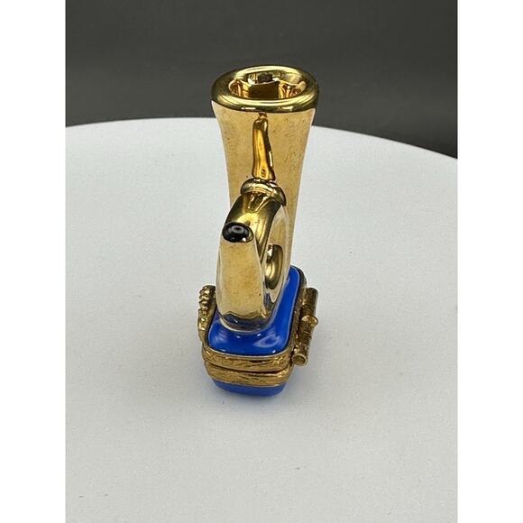 Limoges Peint Main Porcelain Trinket Box Hunting Horn Tiny Fox Signed Limit Ed. - Picture 3 of 11